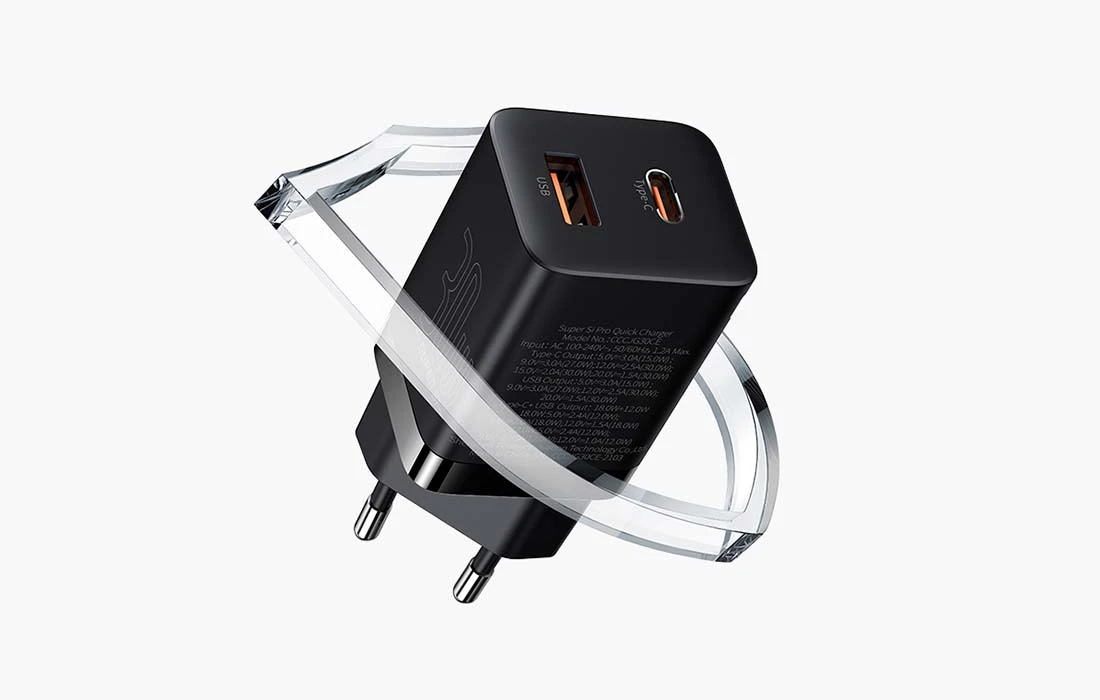 Baseus Super Si Pro įkroviklis USB + USB-C 30W - Juodas aprašymas - Prekės nuotrauka Baseus Super Si Pro įkroviklis USB + USB-C 30W - Juodas aprašymas - Prekės nuotrauka