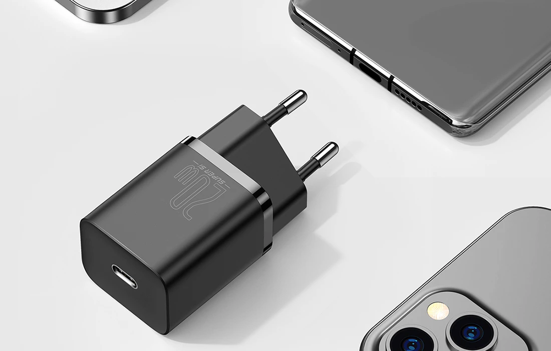 Baseus Sieninis įkroviklis Super Si 20W USB-C QC3.0 PD, juodas aprašymas - Prekės nuotrauka Baseus Sieninis įkroviklis Super Si 20W USB-C QC3.0 PD, juodas aprašymas - Prekės nuotrauka