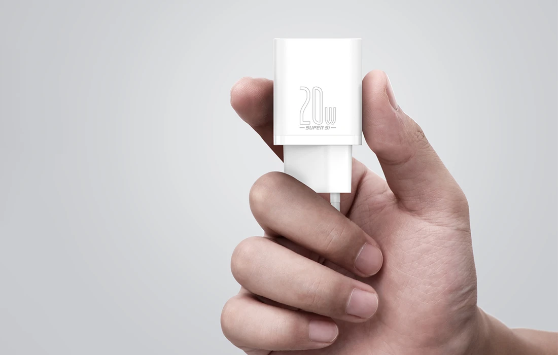 Baseus Sieninis įkroviklis Super Si 20W USB-C QC3.0 PD su Lightning 1m laidu, baltas aprašymas - Prekės nuotrauka