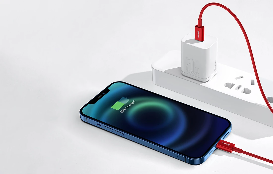 Baseus Superior serijos USB į iPhone laidas, 2.4A, 1m - raudonas aprašymas - Prekės nuotrauka