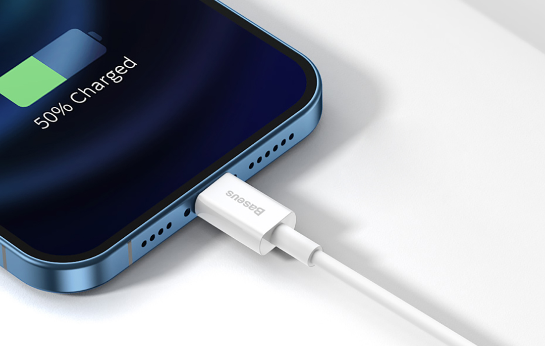 USB kabelis Baseus Superior iš USB į Lightning 2.4A 0.25m baltas CALYS-02 aprašymas - Prekės nuotrauka