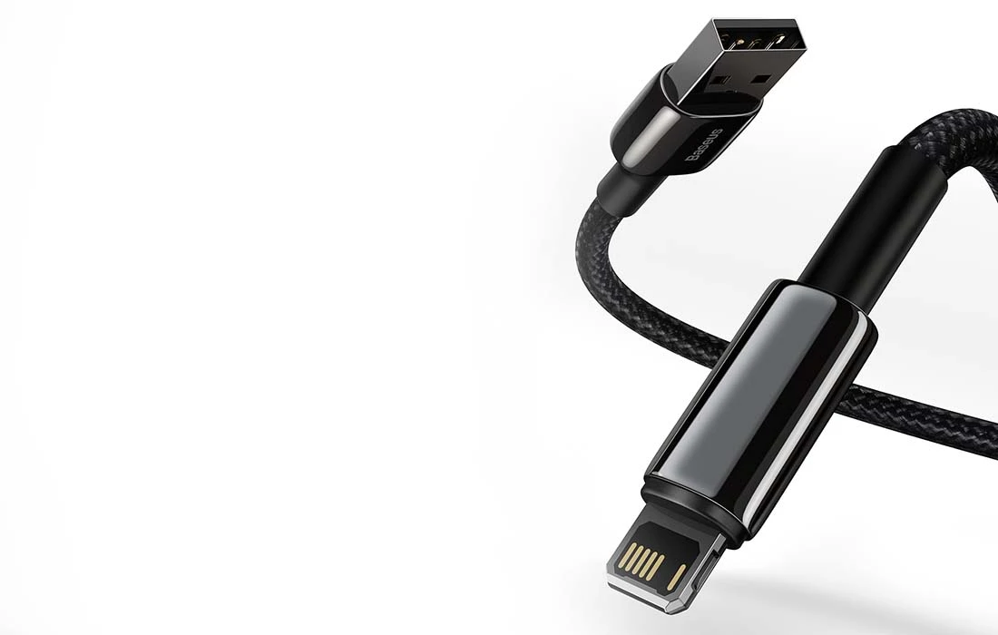 Baseus Tungsten Gold kabelis USB į Lightning 2.4A 1m - Juodas aprašymas - Prekės nuotrauka