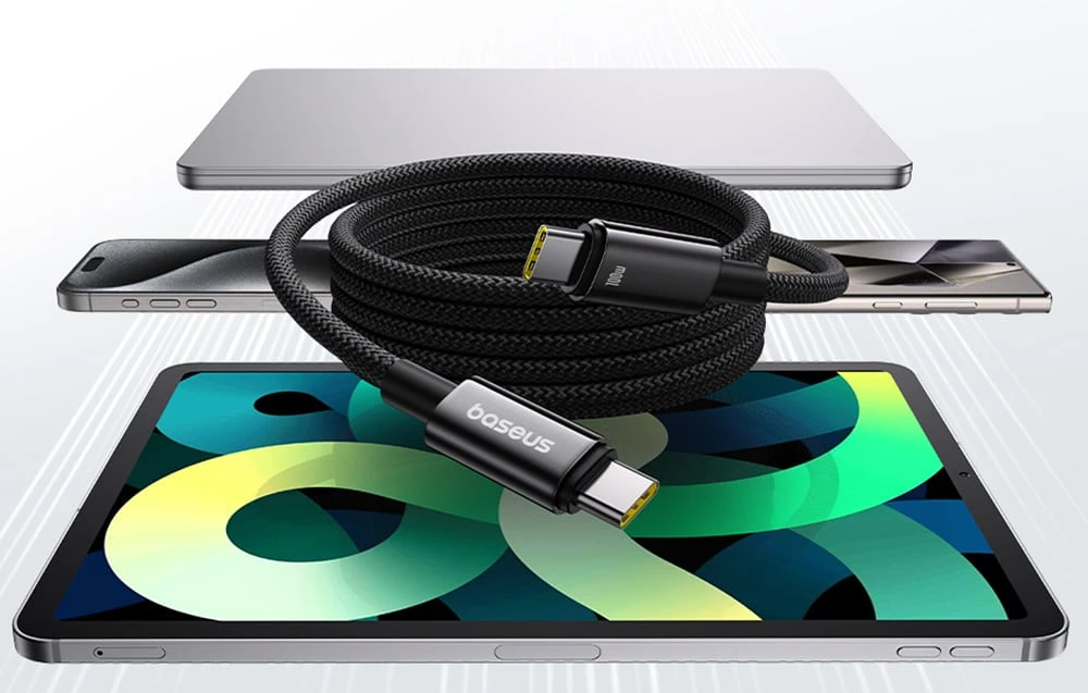 Baseus Tungsten Gold įkrovimo kabelis USB-C į USB-C 100 W 1 m (juodas) aprašymas - Prekės nuotrauka