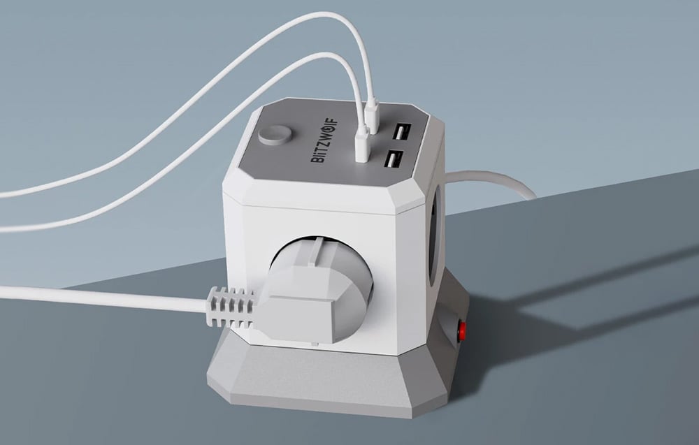 BlitzWolf BW-EC1 4xAC 2xUSB-A 2xUSB-C Extender aprašymas - Prekės nuotrauka BlitzWolf BW-EC1 4xAC 2xUSB-A 2xUSB-C Extender aprašymas - Prekės nuotrauka