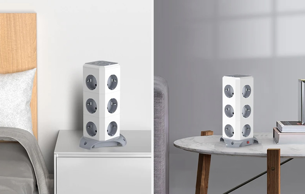 BlitzWolf BW-EC3 Vertical Power Strip with 12 Outlets aprašymas - Prekės nuotrauka