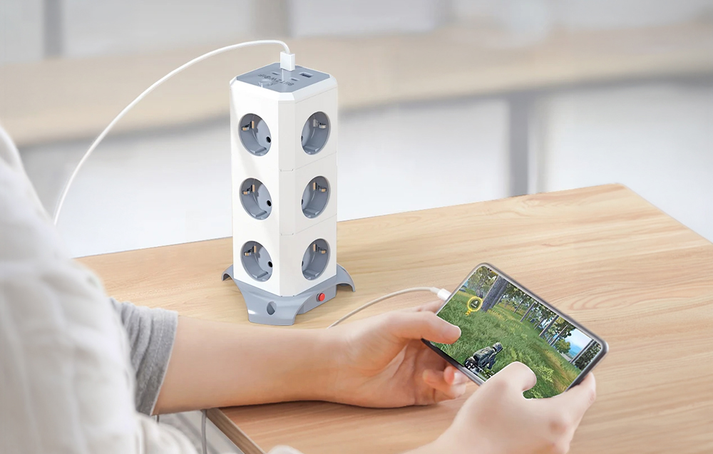 BlitzWolf BW-EC3 Vertical Power Strip with 12 Outlets aprašymas - Prekės nuotrauka