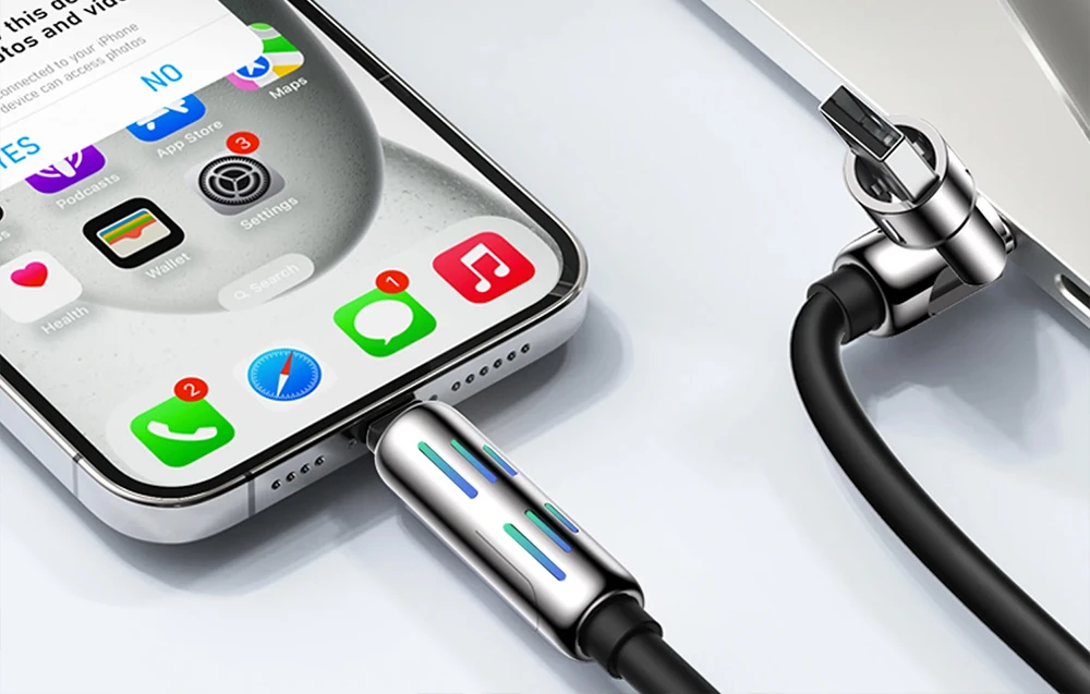 Kabelis 4w1 USB-C / USB-A arba USB-C / Lightning Blitzwolf BW-HDC6 1,2 m 240 W RGB (pilka) aprašymas - Prekės nuotrauka