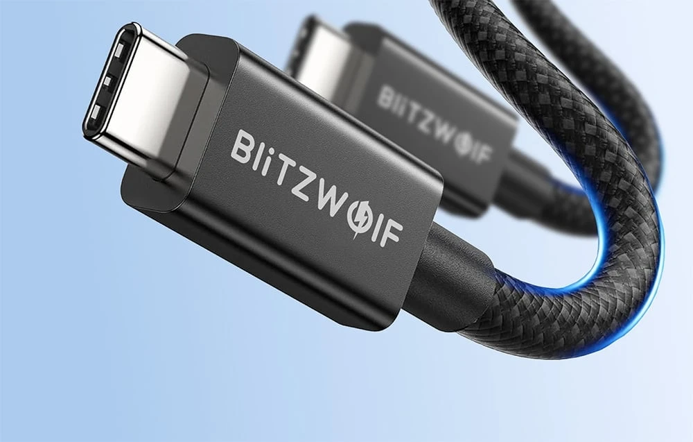 BlitzWolf BW-HDC8 240W USB-C į USB-C kabelis, 1.5m juodos spalvos aprašymas - Prekės nuotrauka BlitzWolf BW-HDC8 240W USB-C į USB-C kabelis, 1.5m juodos spalvos aprašymas - Prekės nuotrauka
