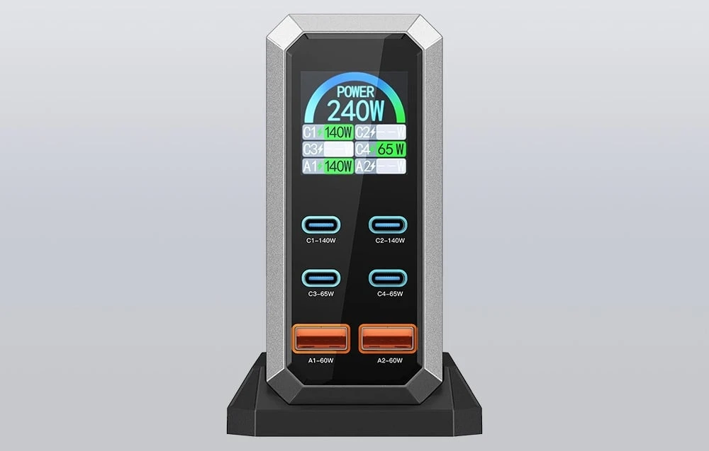 „Blitzwolf BW-S31“ 2xUSB-A, 4xUSB-C, PD, 240 W tinklo įkroviklis. aprašymas - Prekės nuotrauka „Blitzwolf BW-S31“ 2xUSB-A, 4xUSB-C, PD, 240 W tinklo įkroviklis. aprašymas - Prekės nuotrauka