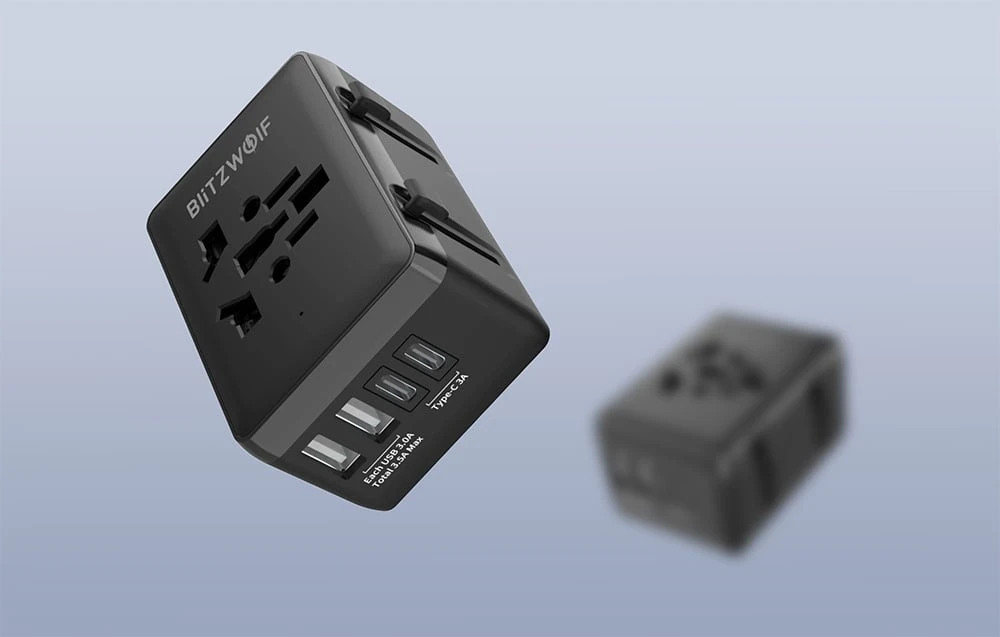 Blitzwolf BW-TA1 4 viename kelioninis adapteris su 2 USB + C + PD 20W aprašymas - Prekės nuotrauka Blitzwolf BW-TA1 4 viename kelioninis adapteris su 2 USB + C + PD 20W aprašymas - Prekės nuotrauka