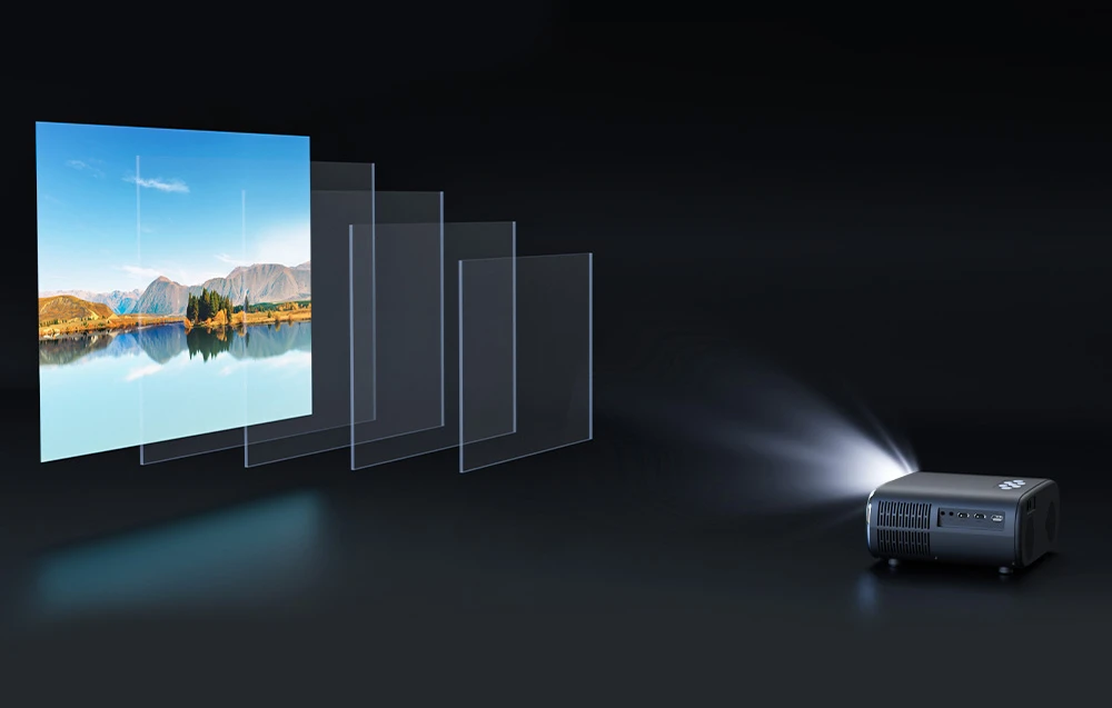 BlitzWolf BW-V4 1080p LED šviestuvas / projektorius, Wi-Fi + Bluetooth (juodas) aprašymas - Prekės nuotrauka