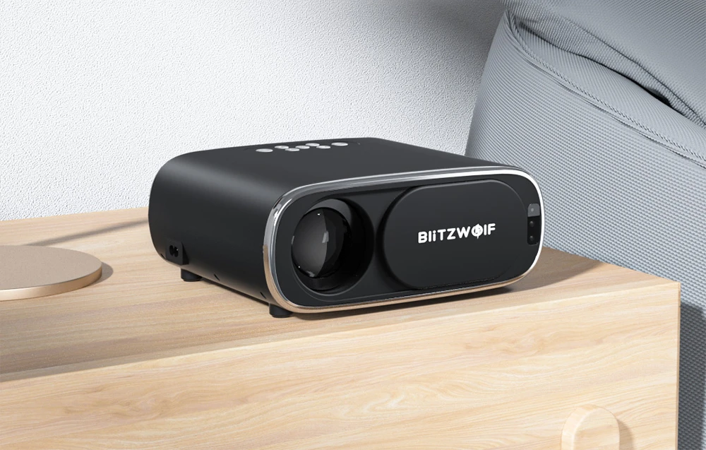 BlitzWolf BW-V4 1080p LED šviestuvas / projektorius, Wi-Fi + Bluetooth (juodas) aprašymas - Prekės nuotrauka