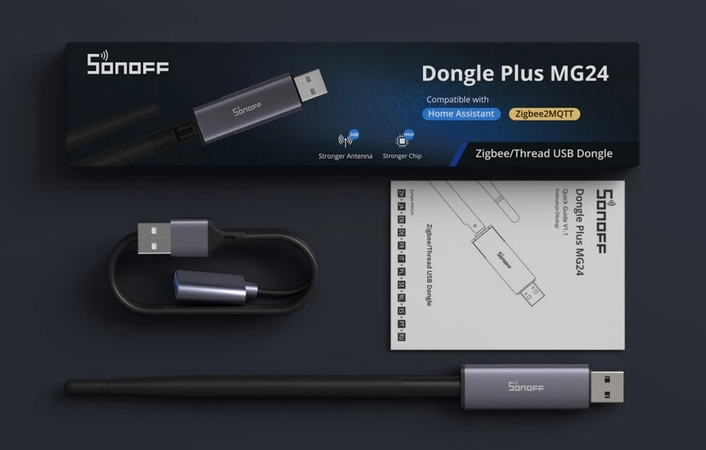 „Bramka ZigBee SONOFF Dongle Plus MG24“ namų asistentas, openHAB, Zigbee2MQTT aprašymas - Prekės nuotrauka