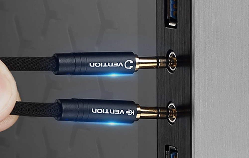 Vention mini AUX 3.5mm - 2x mini AUX 3.5mm 0.6m - Juodas aprašymas - Prekės nuotrauka