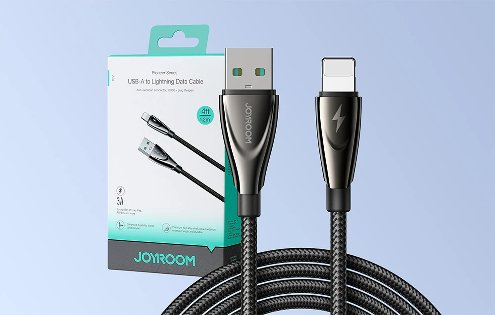 Joyroom Kabelis Pioneer 3A USB prie Lightning SA31-AL3/3A/1.2m (juodas) aprašymas - Prekės nuotrauka