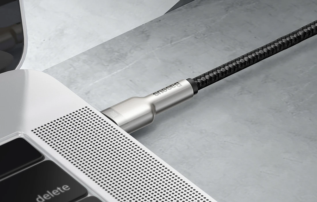 Kabelis USB C - USB C 1m 100W juodas Cafule Metal BASEUS aprašymas - Prekės nuotrauka Kabelis USB C - USB C 1m 100W juodas Cafule Metal BASEUS aprašymas - Prekės nuotrauka