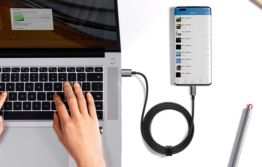 USB laidas per USB-C Baseus Superior 100W 2m (juodas) aprašymas - Prekės nuotrauka