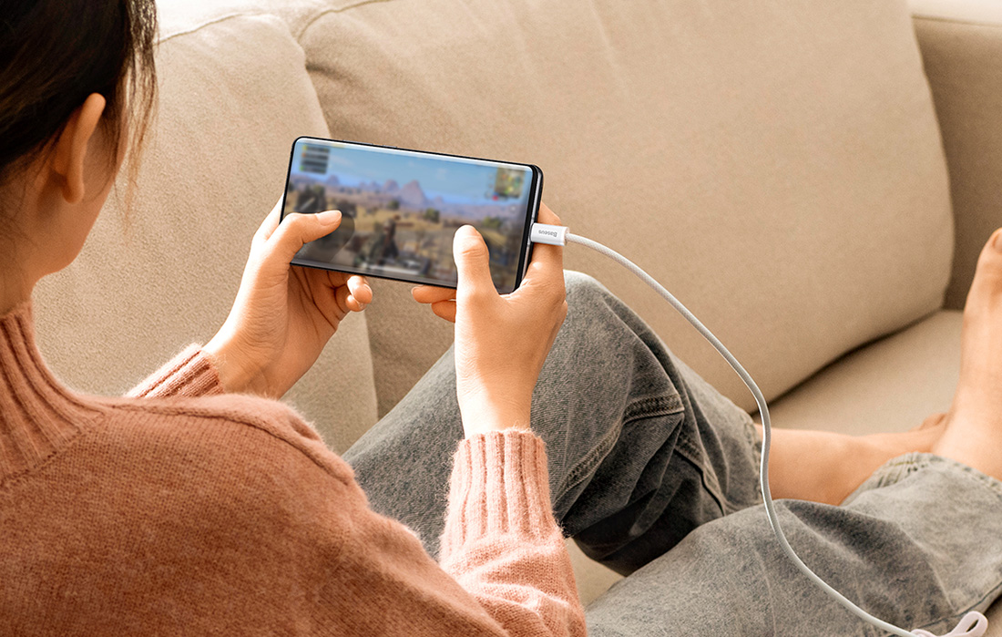Baseus Dynamic Series USB - USB-C kabelis 100W 1m – Baltas aprašymas - Prekės nuotrauka