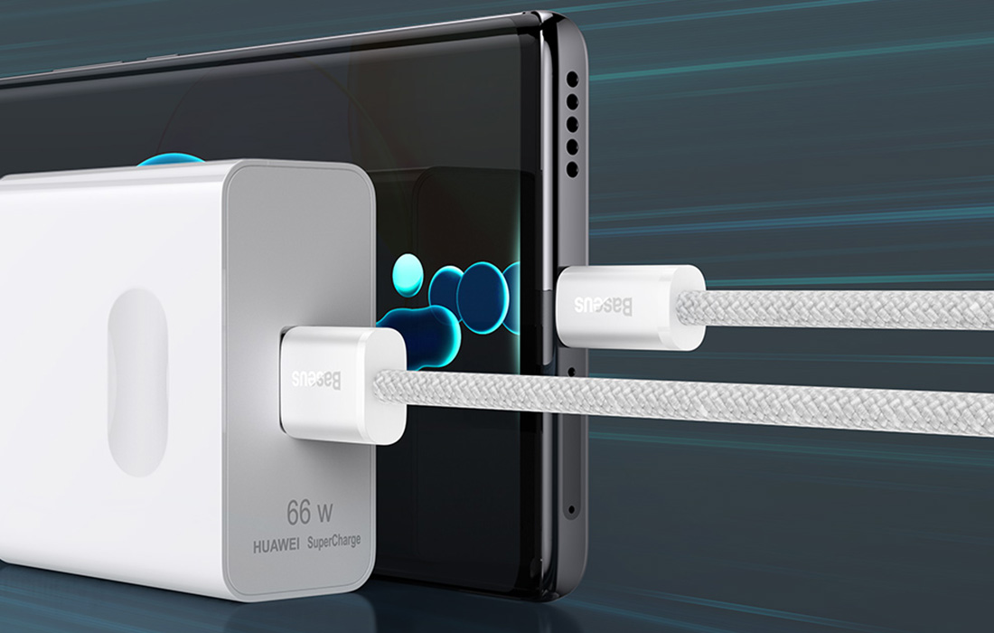 Baseus Dynamic Series USB - USB-C kabelis 100W 1m – Baltas aprašymas - Prekės nuotrauka