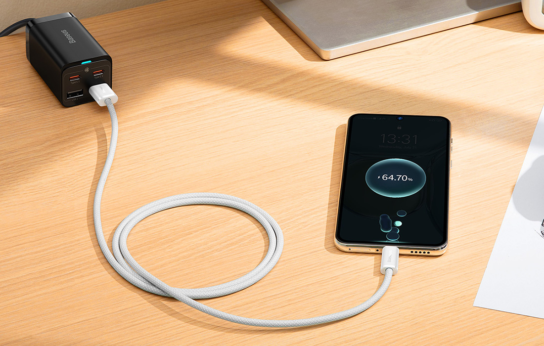 Baseus Dynamic Series USB - USB-C kabelis 100W 1m – Baltas aprašymas - Prekės nuotrauka
