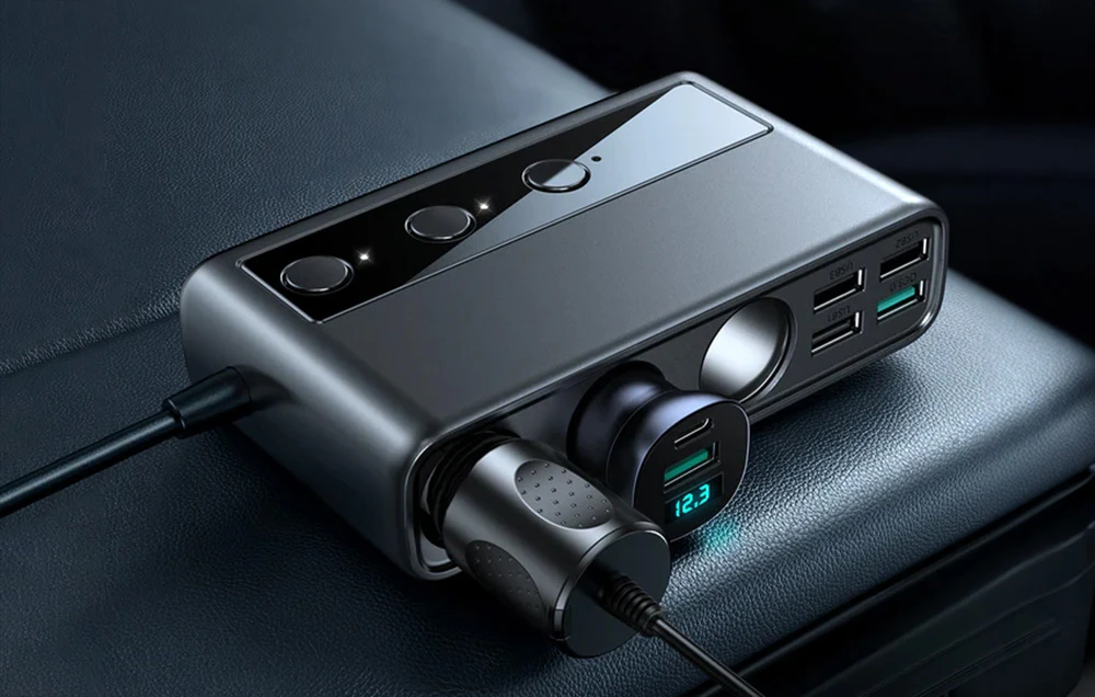 Automobilinis įkroviklis Joyroom 9in1 154W 3x12V, PD USB Type-C, QC3.0 USB-A, 4xUSB-A JR-CL06 aprašymas - Prekės nuotrauka Automobilinis įkroviklis Joyroom 9in1 154W 3x12V, PD USB Type-C, QC3.0 USB-A, 4xUSB-A JR-CL06 aprašymas - Prekės nuotrauka