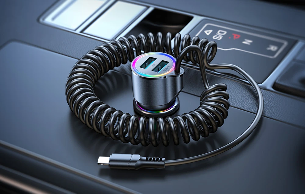 Automobilinis įkroviklis Joyroom JR-CL25, 2x USB + Lightning laidas (juodas) aprašymas - Prekės nuotrauka Automobilinis įkroviklis Joyroom JR-CL25, 2x USB + Lightning laidas (juodas) aprašymas - Prekės nuotrauka