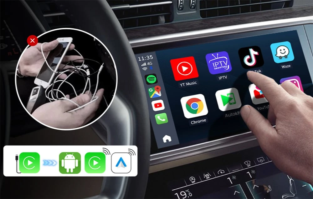Carlinkit Tbox-Plus Led 4+64GB Wireless Adapter Apple Carplay / Android Auto, Juodas - belaidis adapteris aprašymas - Prekės nuotrauka Carlinkit Tbox-Plus Led 4+64GB Wireless Adapter Apple Carplay / Android Auto, Juodas - belaidis adapteris aprašymas - Prekės nuotrauka