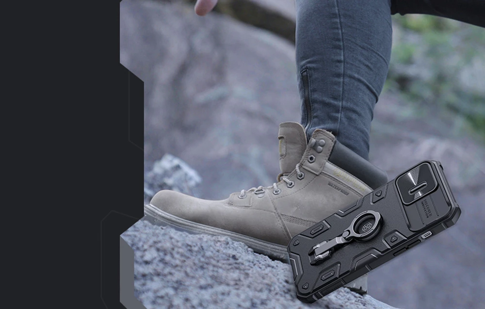 Nillkin CamShield Armor Pro dėklas, skirtas iPhone 14 Pro (juodas) aprašymas - Prekės nuotrauka