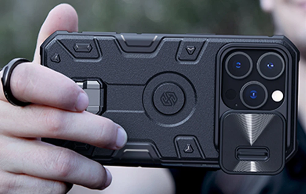 Nillkin CamShield Armor Pro dėklas, skirtas iPhone 14 Pro (juodas) aprašymas - Prekės nuotrauka