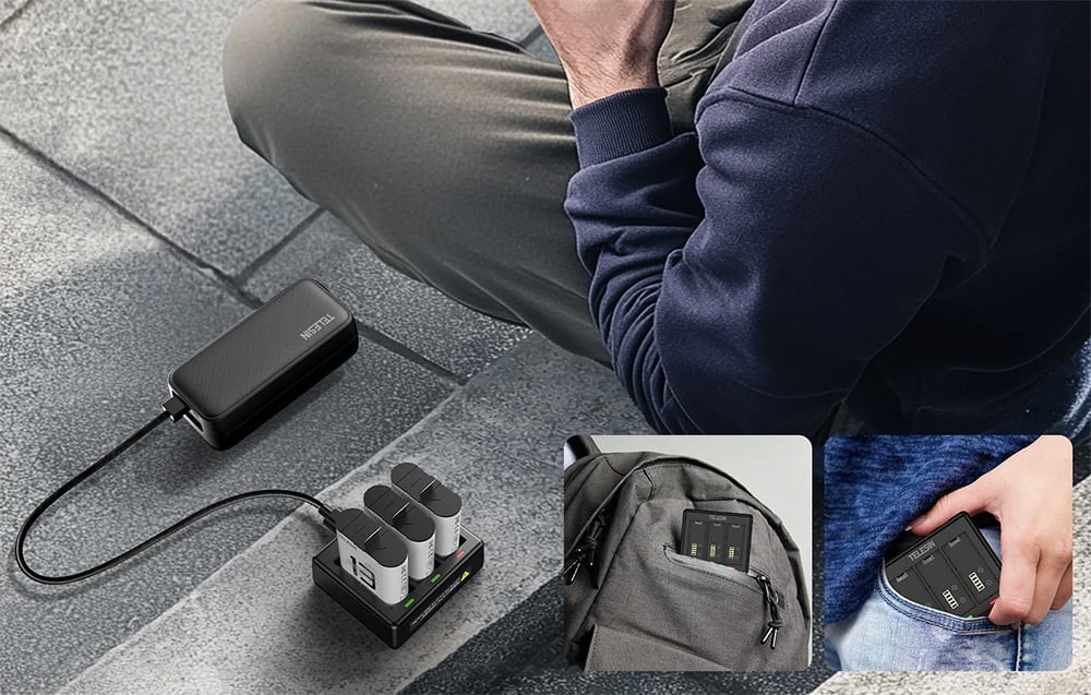 Charger for 3 batteries for GoPro HERO 13 Telesin (S0-BCG-12-TGP) aprašymas - Prekės nuotrauka