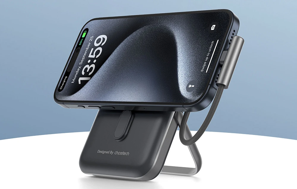 Choetech B735 magnetinis maitinimo blokas 10000mAh 20W PD + USB-C laidas (juodas) aprašymas - Prekės nuotrauka Choetech B735 magnetinis maitinimo blokas 10000mAh 20W PD + USB-C laidas (juodas) aprašymas - Prekės nuotrauka