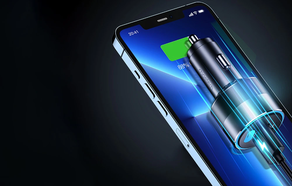 Choetech TC0011 automobilinis įkroviklis 130W 2x USB C 1x USB A - juodas aprašymas - Prekės nuotrauka