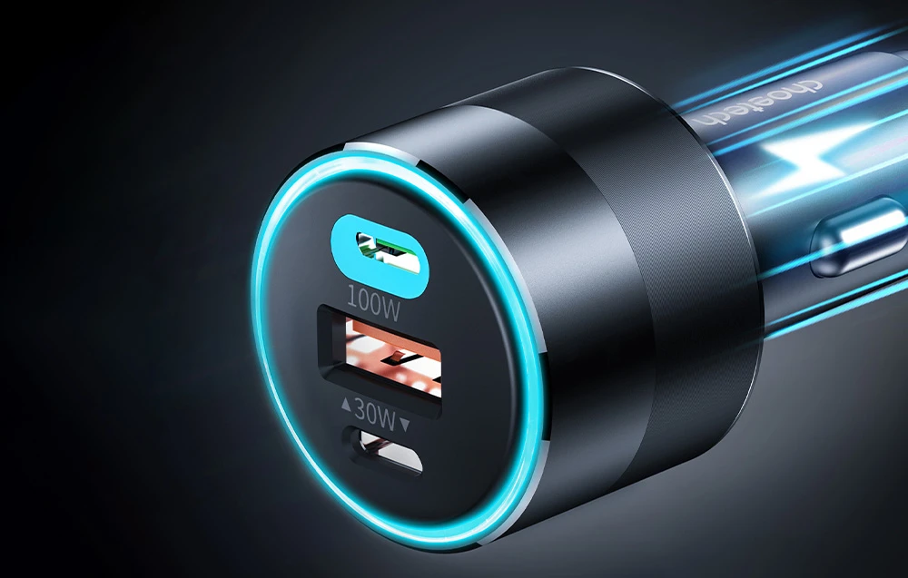 Choetech TC0011 automobilinis įkroviklis 130W 2x USB C 1x USB A - juodas aprašymas - Prekės nuotrauka