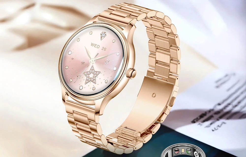 Išmanusis laikrodis COLMI L28 Smart Watch (Gold + auksinis steel strap) aprašymas - Prekės nuotrauka