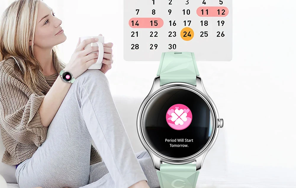 Išmanusis laikrodis COLMI L28 Smart Watch (sidabrinis-violetinė + violetinė leather strap) aprašymas - Prekės nuotrauka