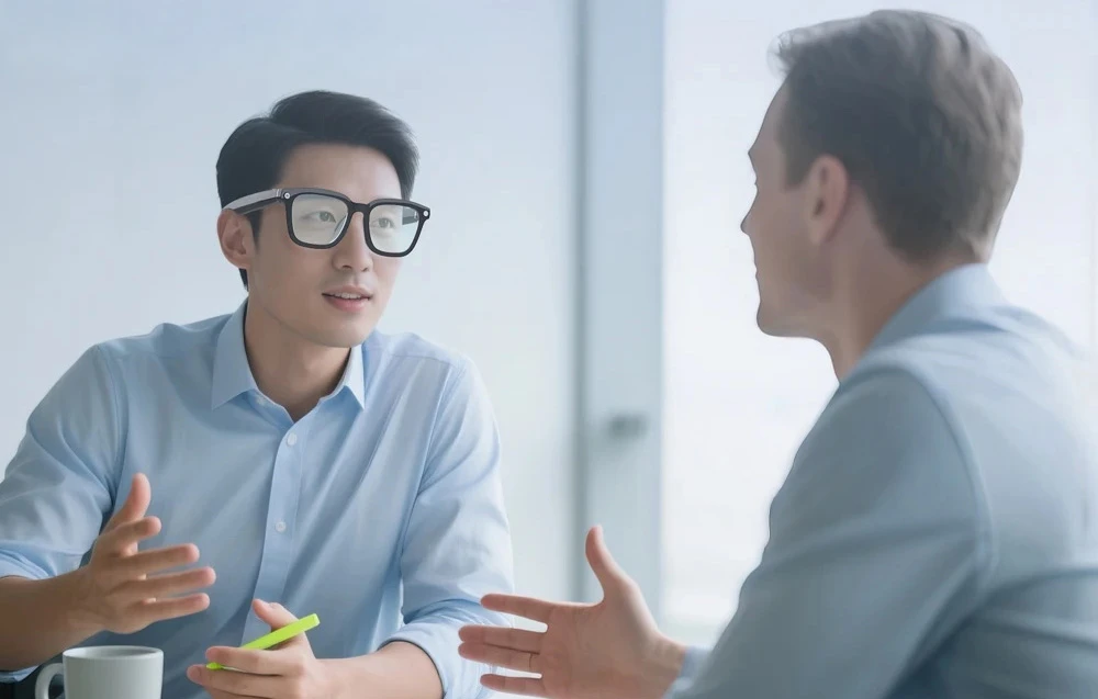 COLMI V03 Smart Glasses Square frame, mėlynas light blocking aprašymas - Prekės nuotrauka