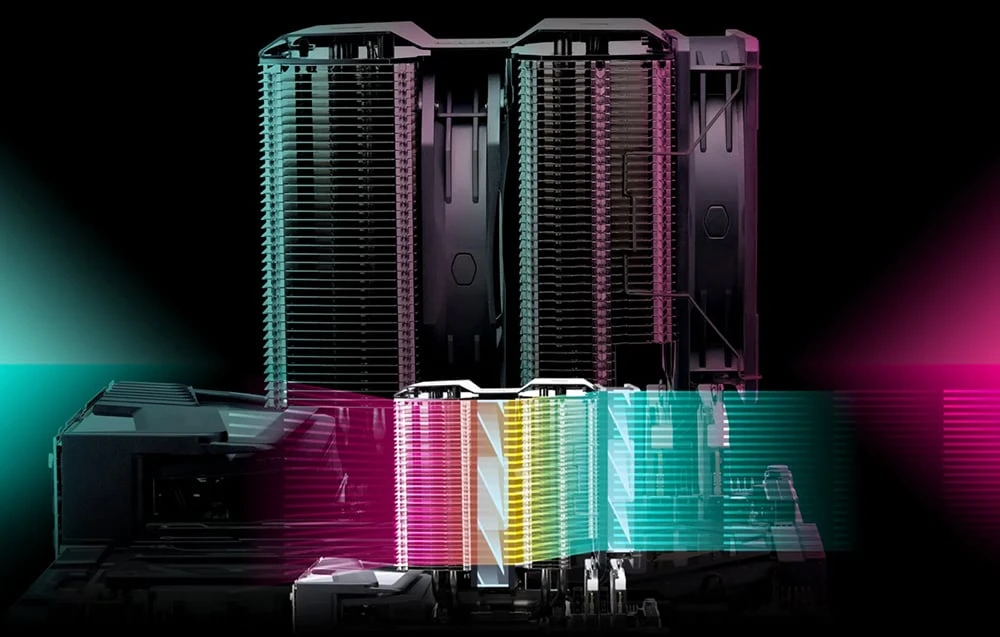 „Cooler Master“ | „MasterAir MA824 Stealth“ aušintuvas aprašymas - Prekės nuotrauka „Cooler Master“ | „MasterAir MA824 Stealth“ aušintuvas aprašymas - Prekės nuotrauka