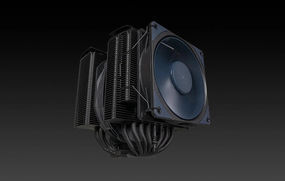 „Cooler Master“ | „MasterAir MA824 Stealth“ aušintuvas aprašymas - Prekės nuotrauka „Cooler Master“ | „MasterAir MA824 Stealth“ aušintuvas aprašymas - Prekės nuotrauka