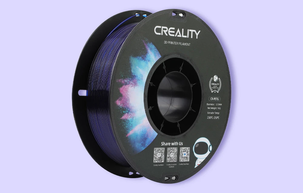 Creality CR-PETG - 1.75mm - 1kg - Skaidriai mėlynas aprašymas - Prekės nuotrauka Creality CR-PETG - 1.75mm - 1kg - Skaidriai mėlynas aprašymas - Prekės nuotrauka