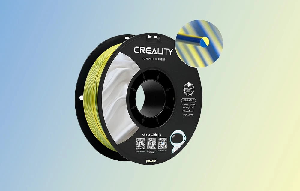 Creality CR-PLA Silk - 1.75mm - 1kg - Geltonas/Mėlynas aprašymas - Prekės nuotrauka Creality CR-PLA Silk - 1.75mm - 1kg - Geltonas/Mėlynas aprašymas - Prekės nuotrauka