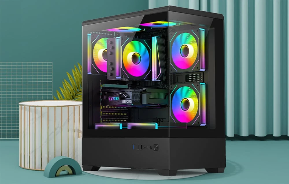 DarkFlash C365 computer case (juodas) + 5 fans aprašymas - Prekės nuotrauka