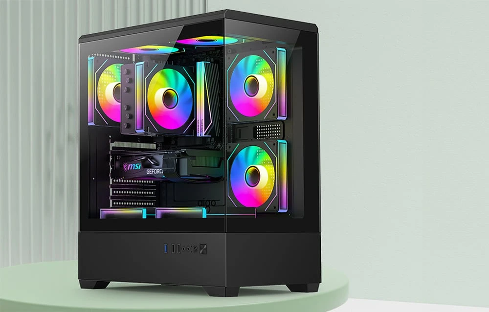 DarkFlash C365 computer case (juodas) + 5 fans aprašymas - Prekės nuotrauka