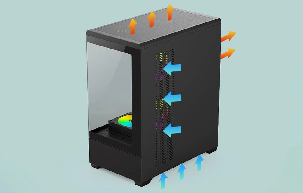 DarkFlash C365 computer case (juodas) + 5 fans aprašymas - Prekės nuotrauka