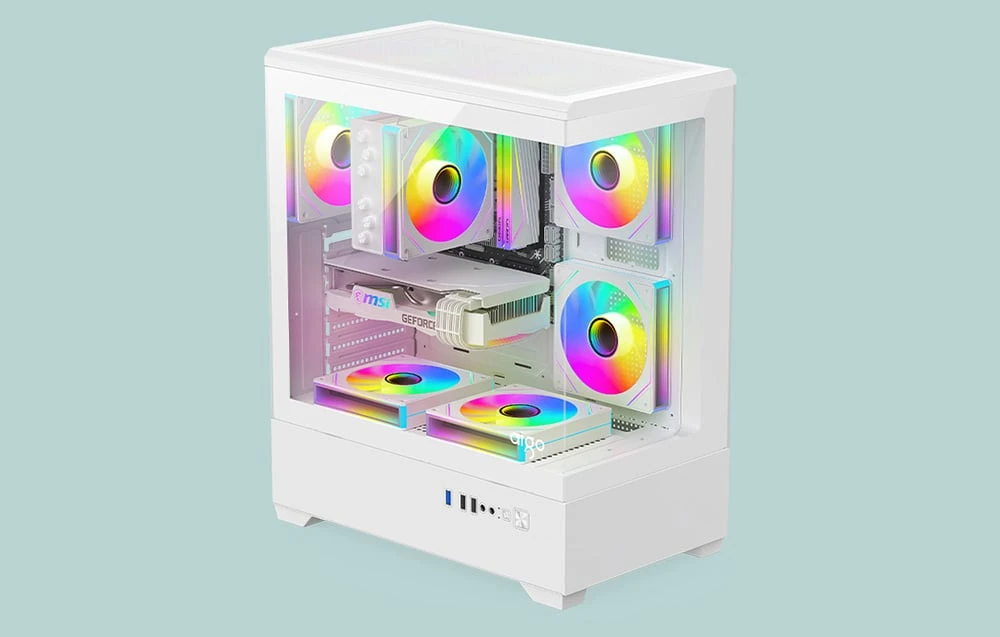 DarkFlash C365 computer case (baltas) + 5 fans aprašymas - Prekės nuotrauka