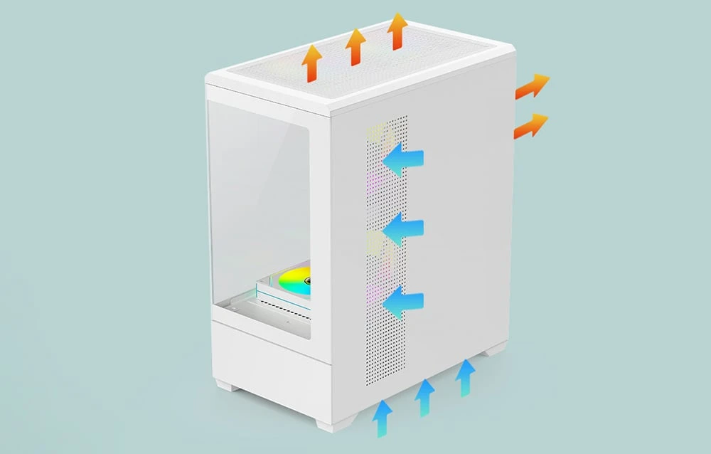 DarkFlash C365 computer case (baltas) + 5 fans aprašymas - Prekės nuotrauka