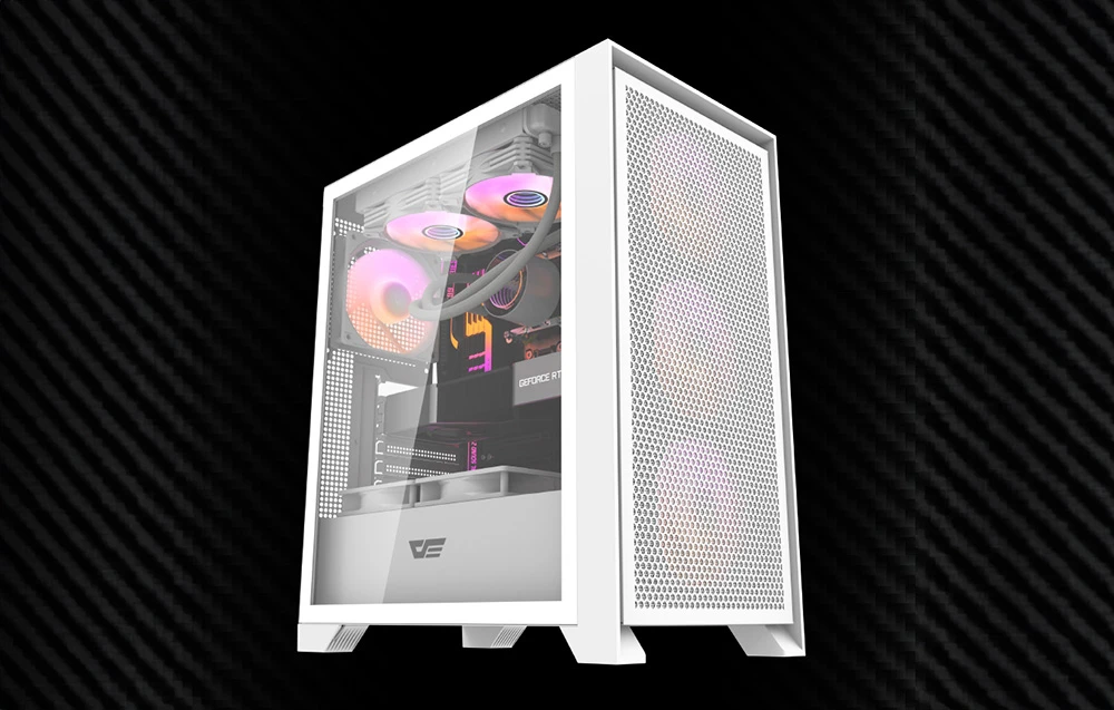 Kompiuterio dėklas Darkflash DRX70 MESH + 4 RGB ventiliatoriai (balti) aprašymas - Prekės nuotrauka Kompiuterio dėklas Darkflash DRX70 MESH + 4 RGB ventiliatoriai (balti) aprašymas - Prekės nuotrauka