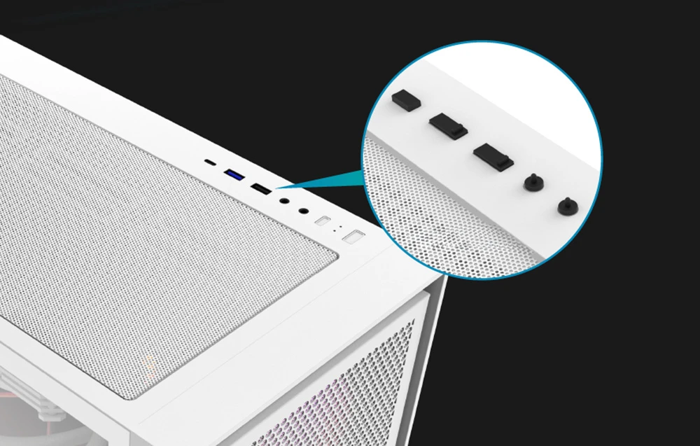 Kompiuterio dėklas Darkflash DRX70 MESH + 4 RGB ventiliatoriai (balti) aprašymas - Prekės nuotrauka Kompiuterio dėklas Darkflash DRX70 MESH + 4 RGB ventiliatoriai (balti) aprašymas - Prekės nuotrauka