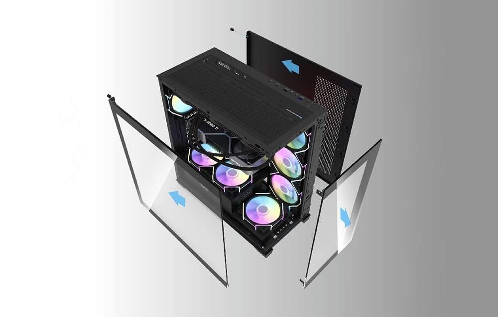 Darkflash DS900 kompiuterio dėklas + 7 ARGB ventiliatoriai - juodas aprašymas - Prekės nuotrauka Darkflash DS900 kompiuterio dėklas + 7 ARGB ventiliatoriai - juodas aprašymas - Prekės nuotrauka