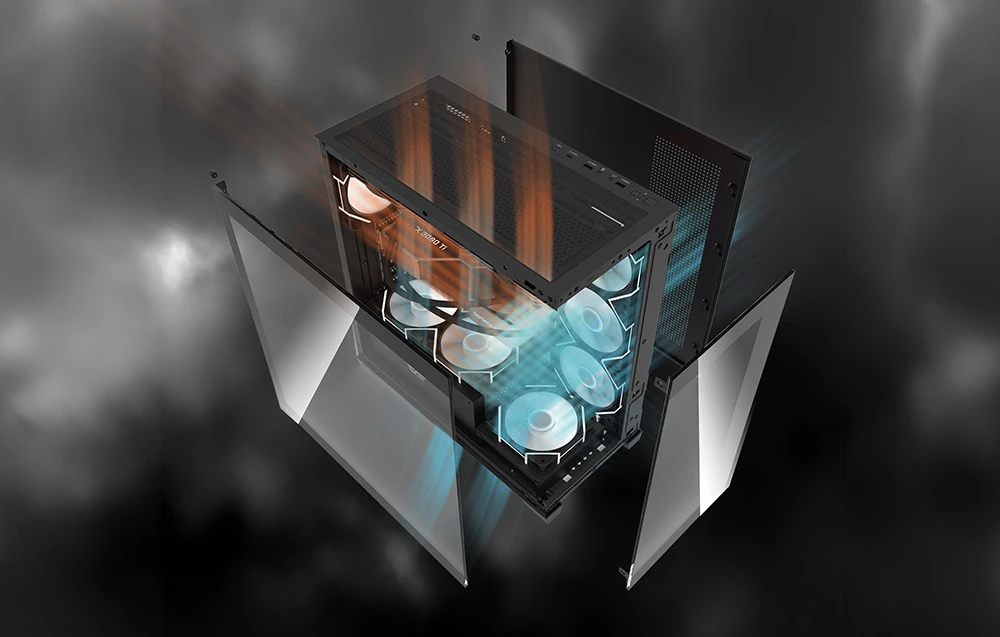 Darkflash DS900 kompiuterio dėklas + 7 ARGB ventiliatoriai - juodas aprašymas - Prekės nuotrauka Darkflash DS900 kompiuterio dėklas + 7 ARGB ventiliatoriai - juodas aprašymas - Prekės nuotrauka