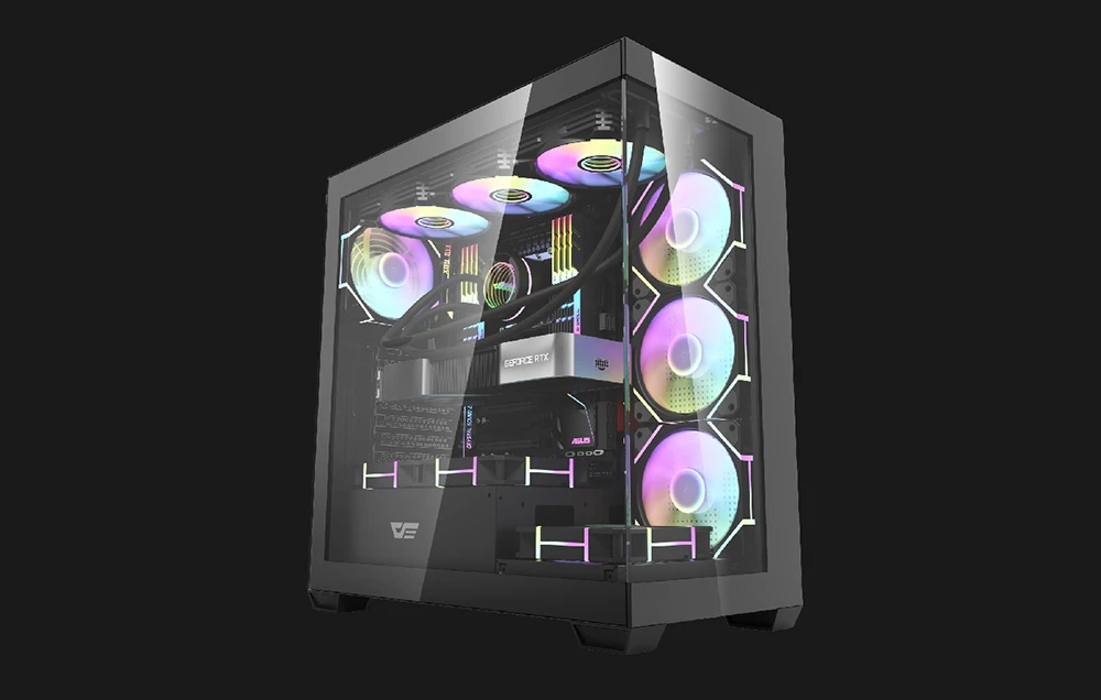 Darkflash DS900 kompiuterio dėklas + 7 ARGB ventiliatoriai - juodas aprašymas - Prekės nuotrauka Darkflash DS900 kompiuterio dėklas + 7 ARGB ventiliatoriai - juodas aprašymas - Prekės nuotrauka
